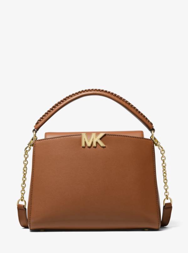 Damske Satchel Taske Michael Kors Karlie Medium Leather Hnede - Kabelky Michael Kors Nejlevnejsi | PIBGY-5014